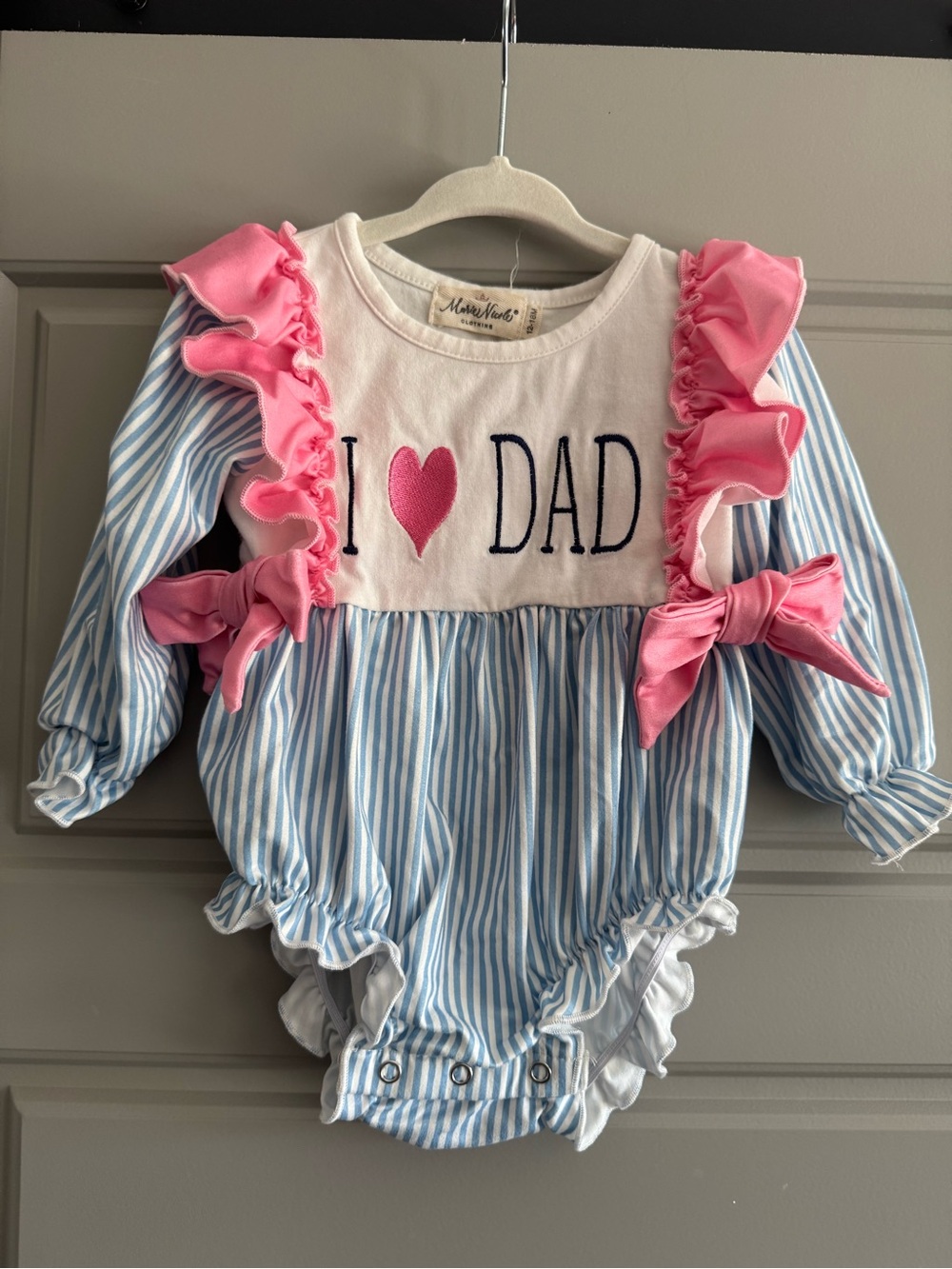 I ♥ Dad Pink & Blue Striped Baby One-Piece by Marie Noble